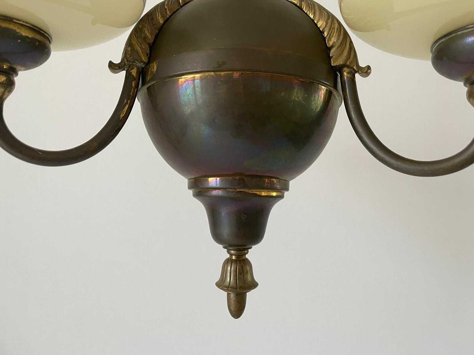 photo for sale 3 Armed Glass Art Deco Chandelier, 40s/50s, Germany