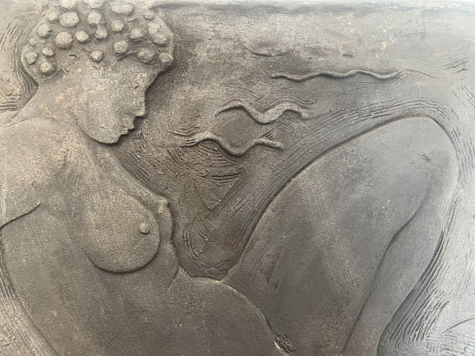 Cast Iron Fireplace Plate Depicting A Naked Woman Signed Bonnefoit, 1978 photo vintage