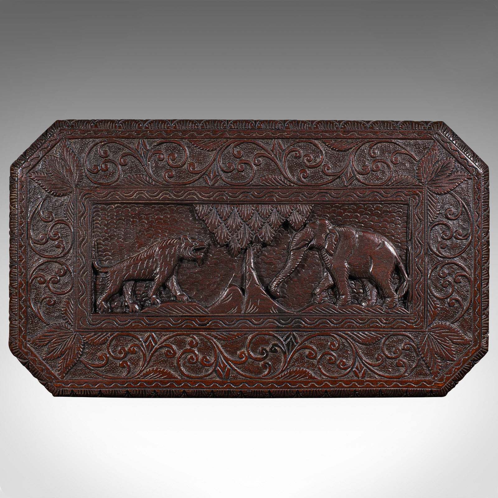 Antique Carved Side Table, Indian, Teak, Lamp, Side, Tray, Occasional, Victorian photo buy