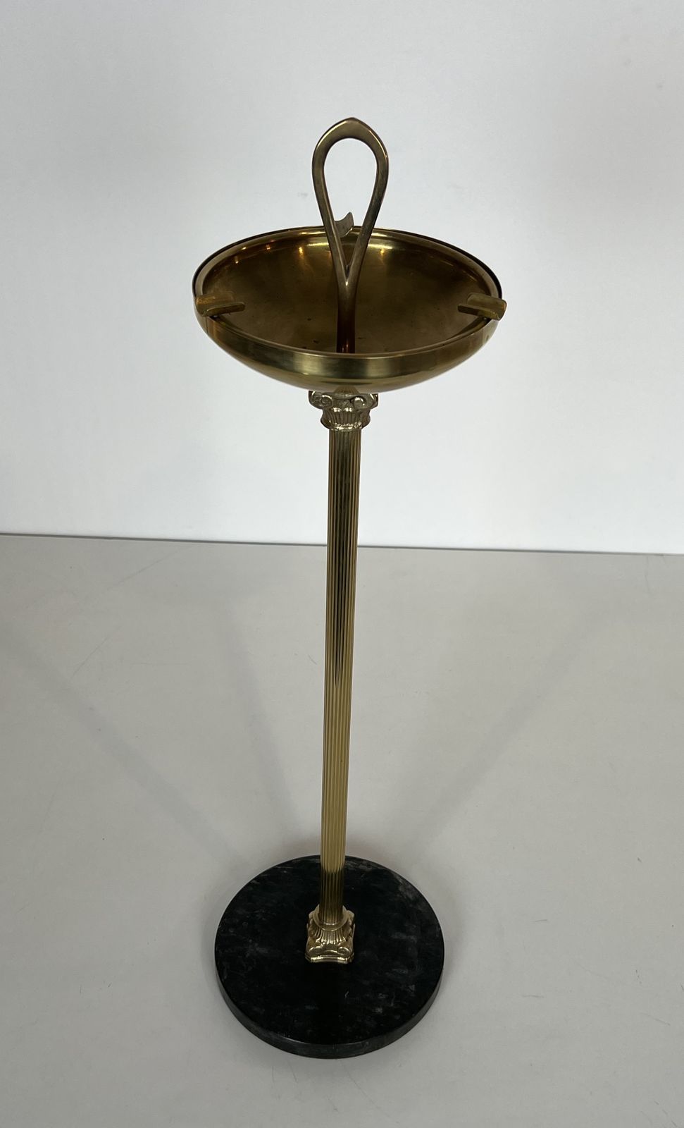 Candrier Of Neoclassical Style In Bronze, Brass And Black Marble Base In The Taste Of The House Jansen photo for sale