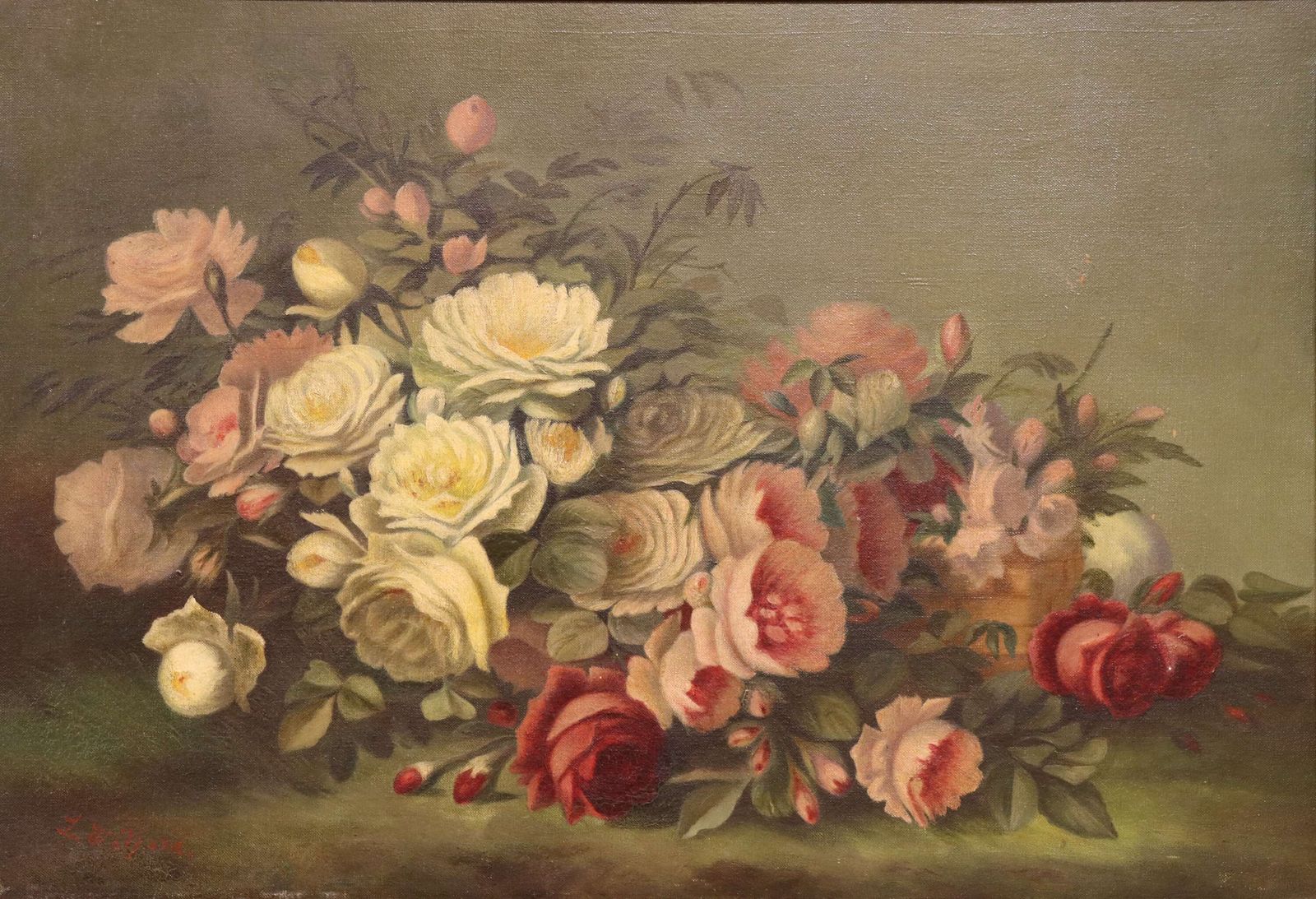Still Life Study Of Flowers   L. Wilford photo furniture