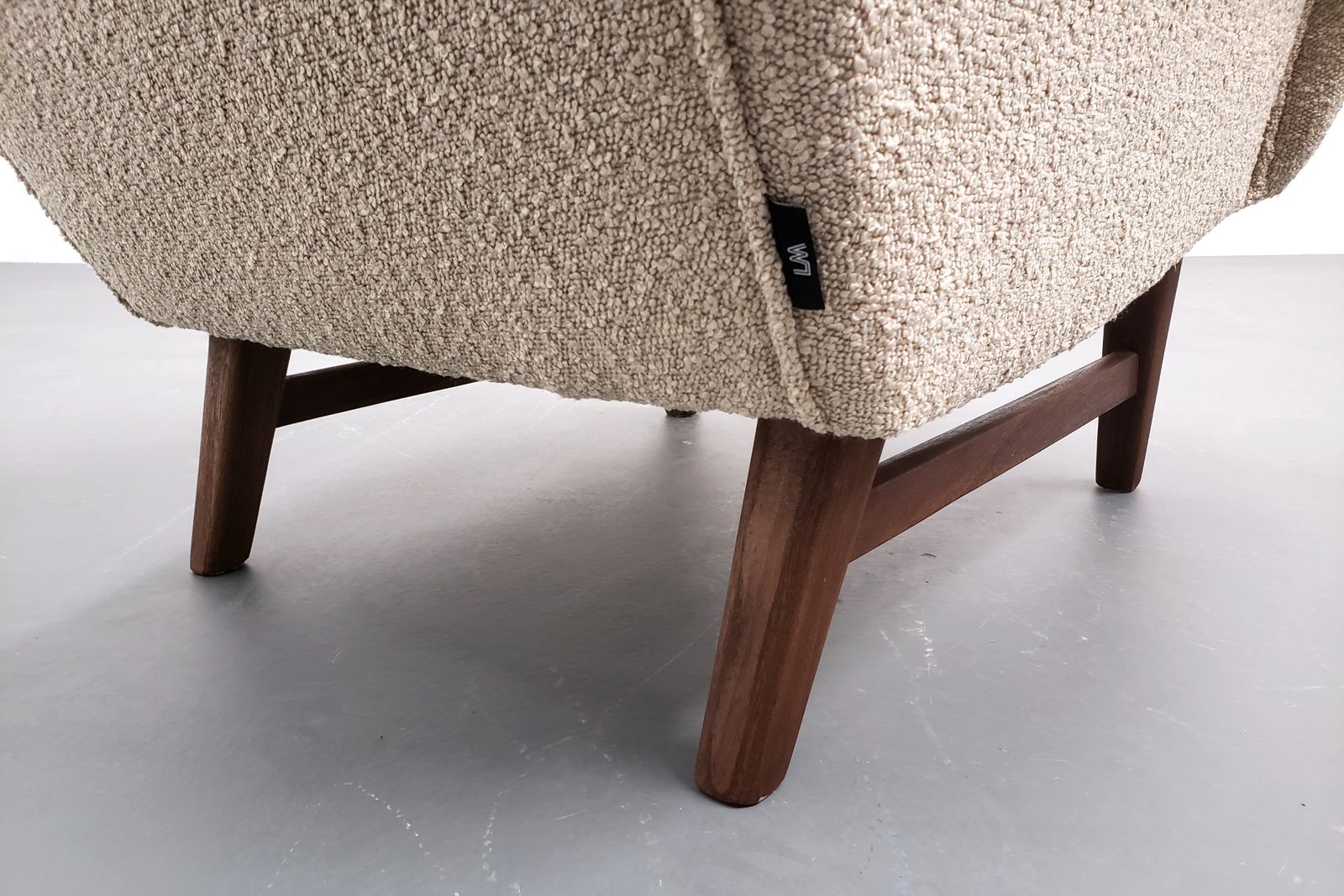 Set Of Two   1960 Mid Century Danish Teak Loungers In Beige Boucle photo furniture