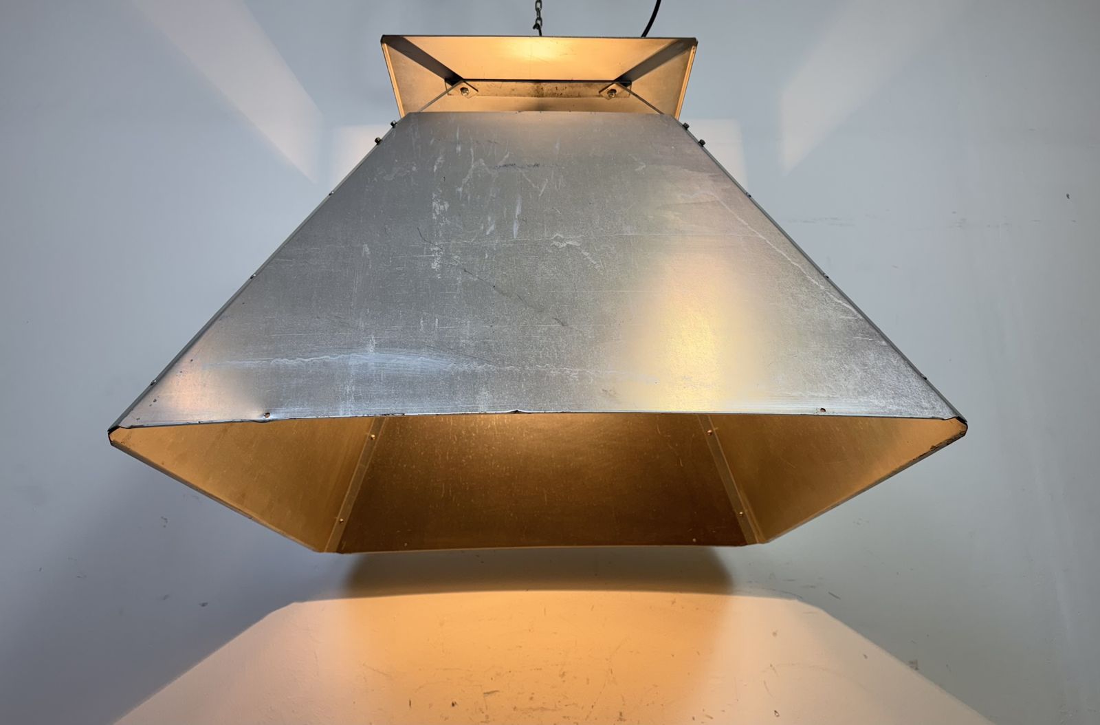 photo for sale Large Silver Industrial Factory Pendant Lamp From Elektrosvit, 1970s, 89x