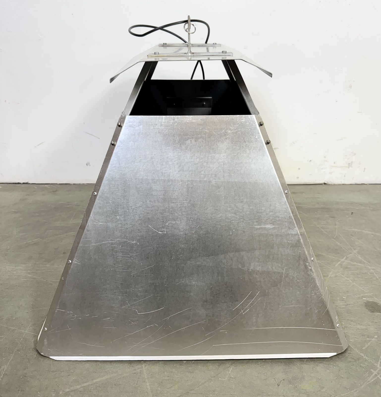 Large Silver Industrial Factory Pendant Lamp From Elektrosvit, 1970s, 95x photo 129.0