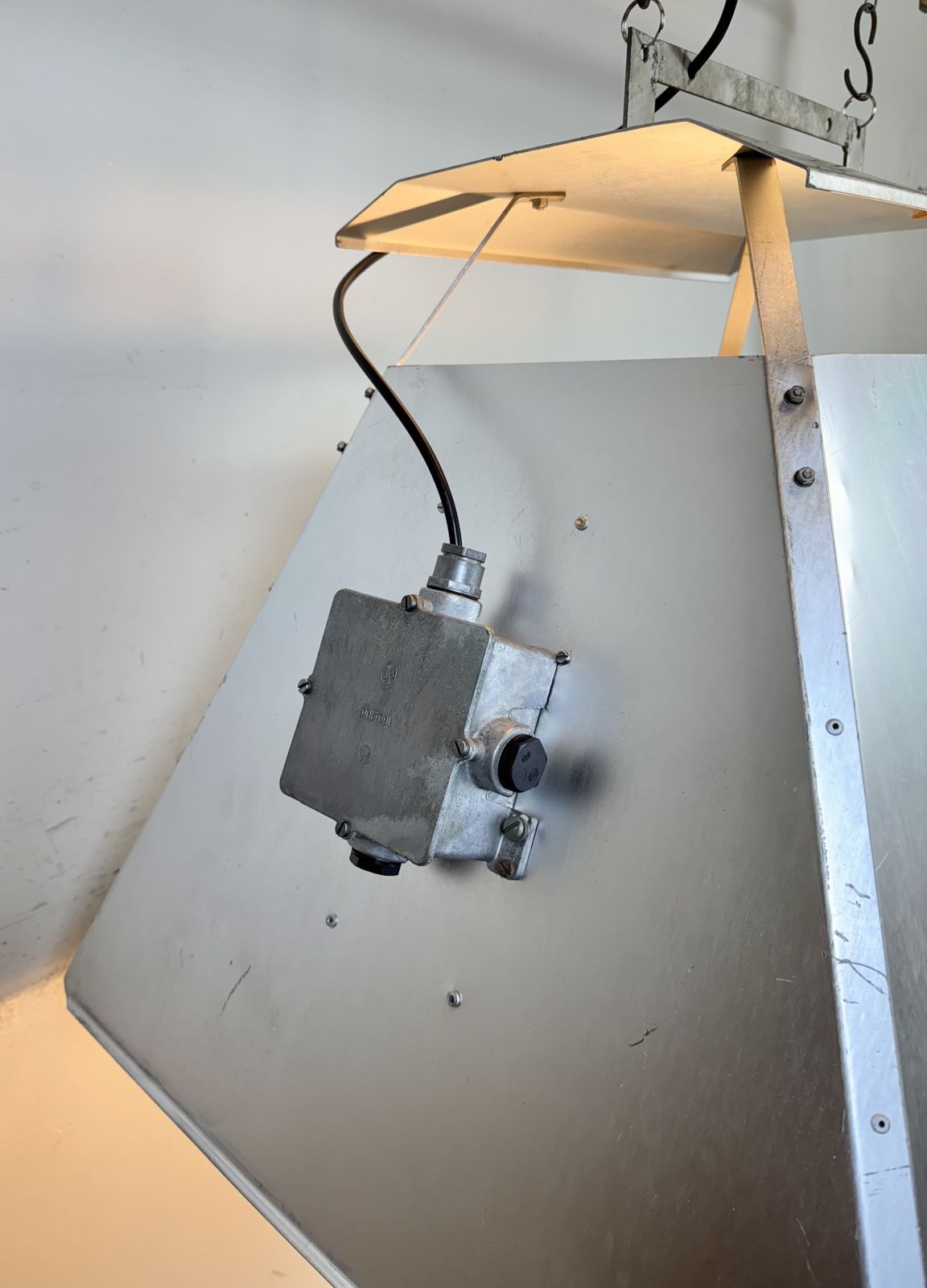 photo buy Large Silver Industrial Factory Pendant Lamp From Elektrosvit, 1970s, 95x