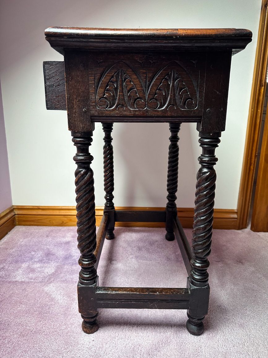 Charles II Oak Lowboy Writing Desk With Original Handles And Drawer photo 500.0