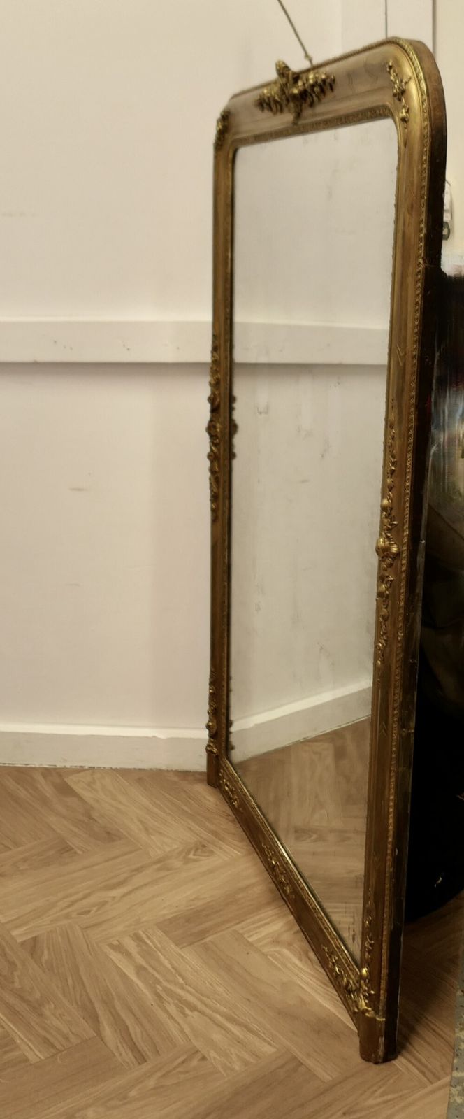 French 19th Century Louis Philippe Shabby Gilt Mirror photo for sale
