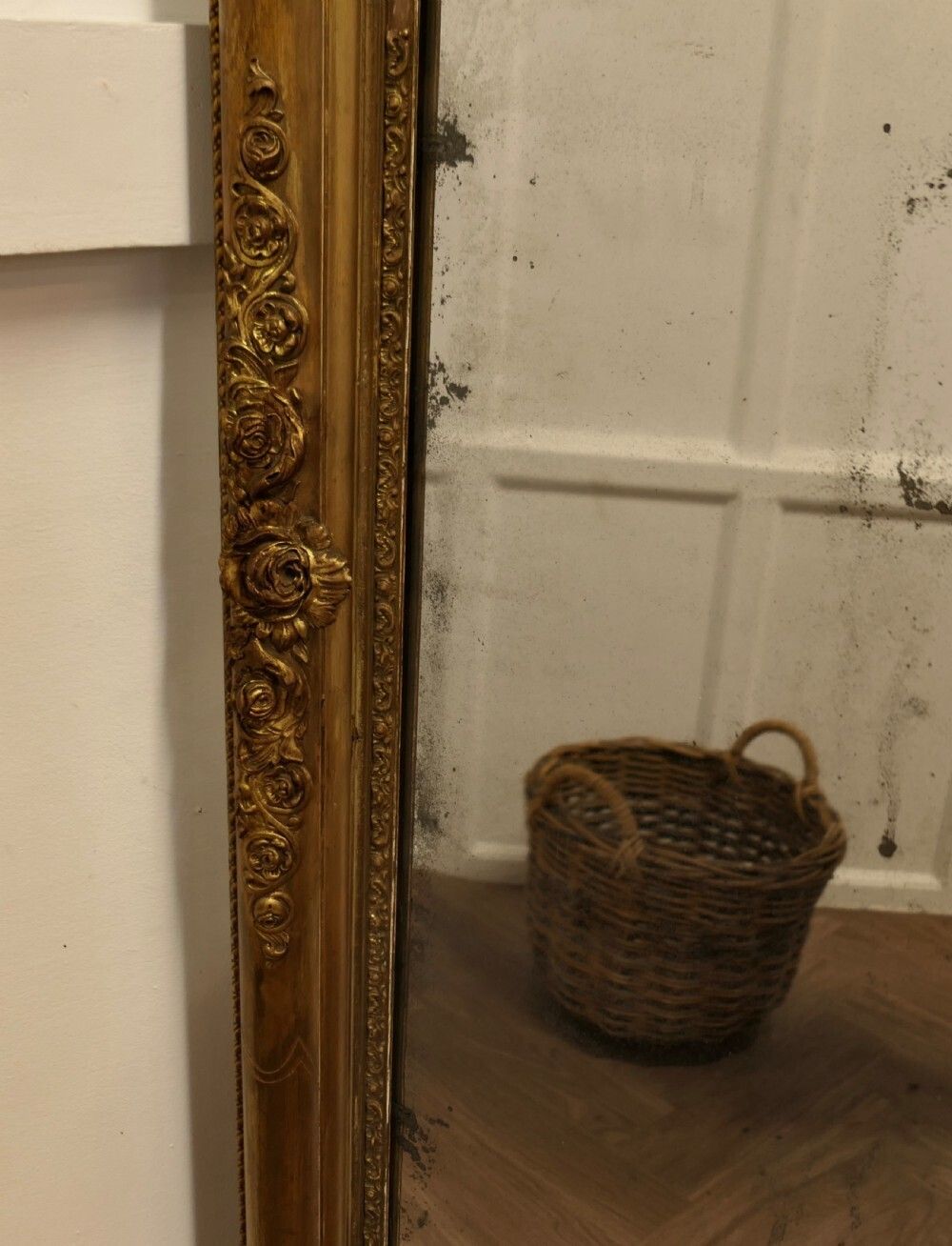French 19th Century Louis Philippe Shabby Gilt Mirror photo 1860.0