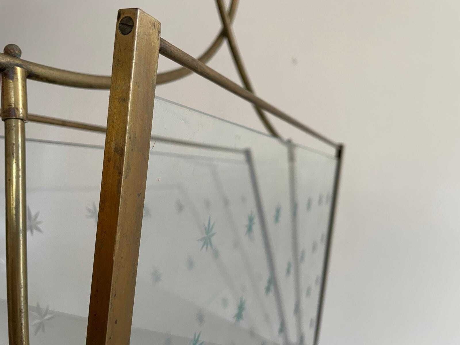 photo for sale Mid Century Modern Glass And Brass Elegant Magazine Holder, 1960s, Italy