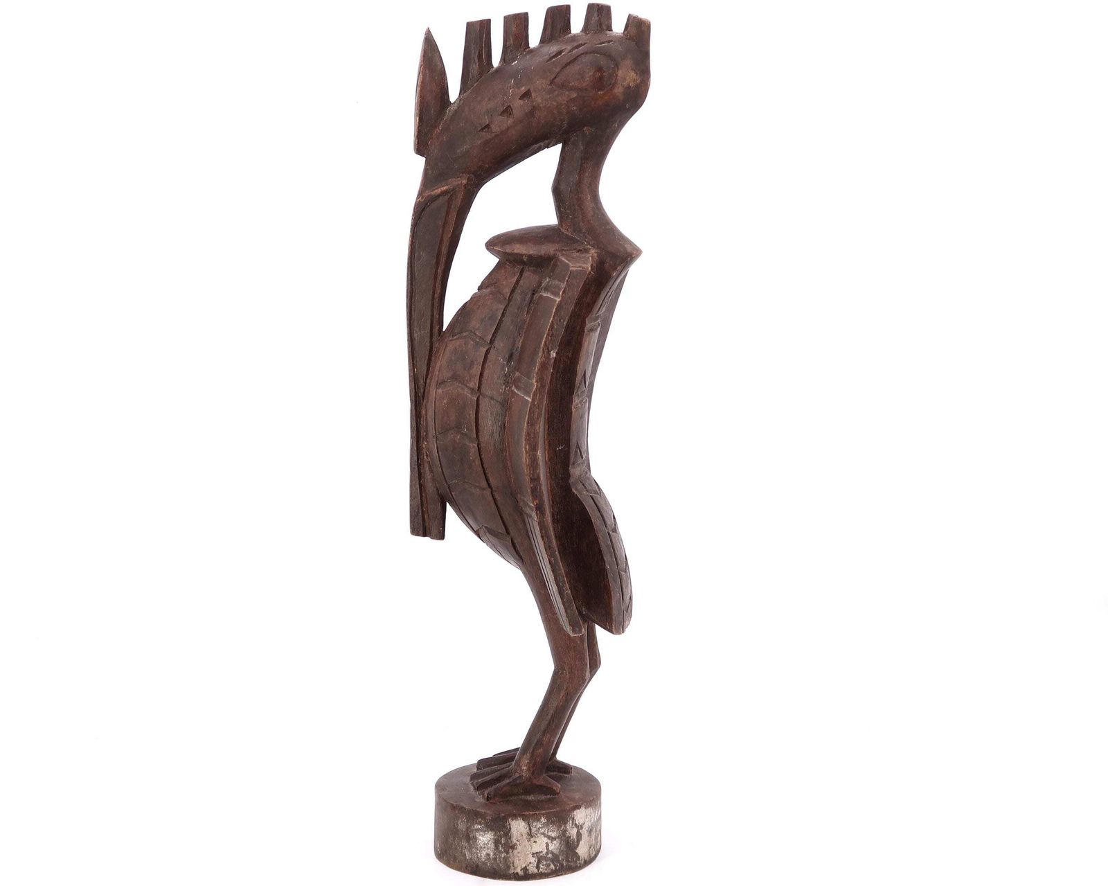 Houten Afrikaans sculptuur, Calao Senoufo-vogel, Burkina Faso, jaren 1980 / Afrika, Totem, Beeld, Donker hout, Woondecoratie photo for sale