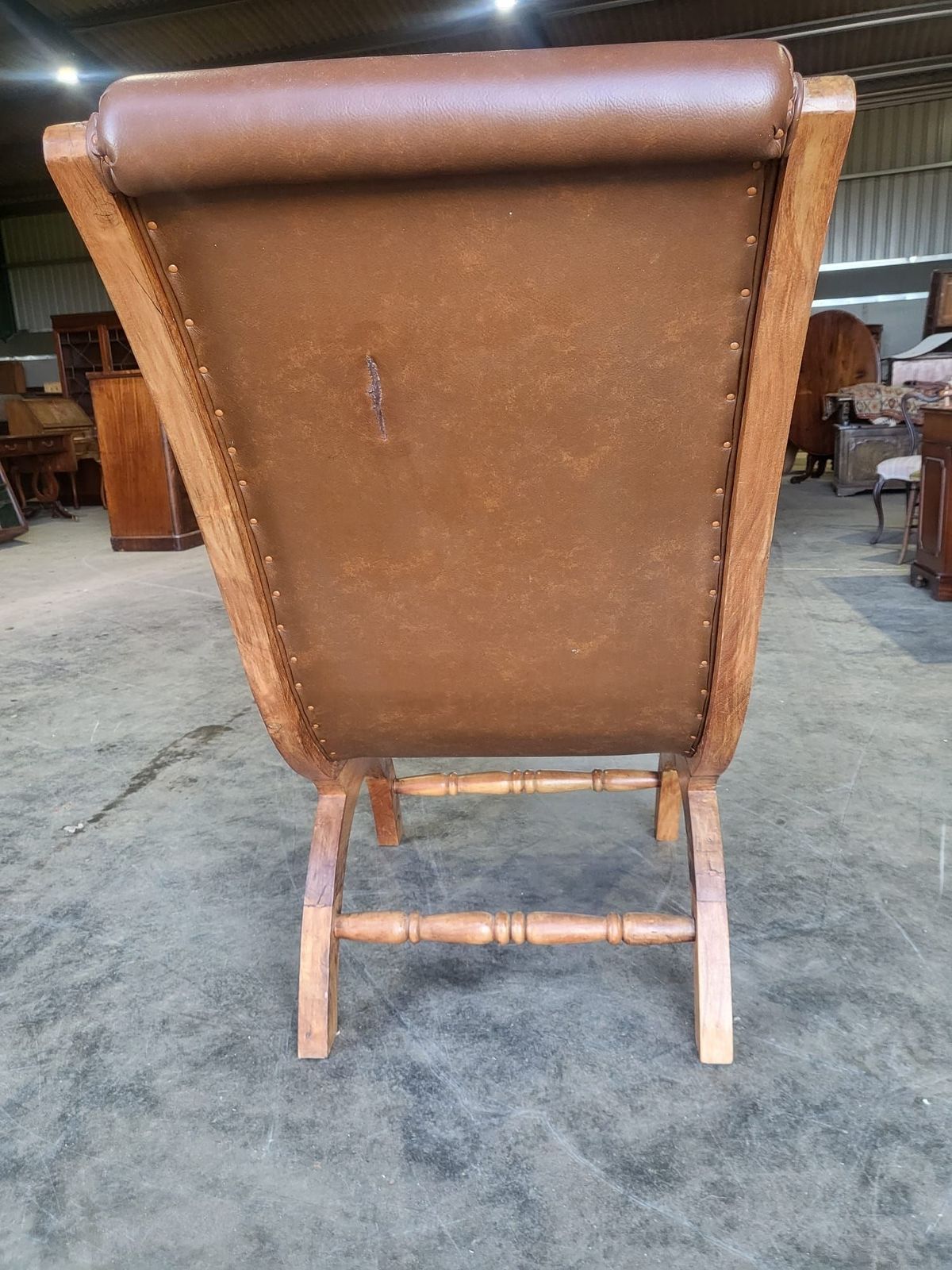 Large Plantation Arm Chair Conservatory Garden Patio Chair Faux Leather photo vinterior