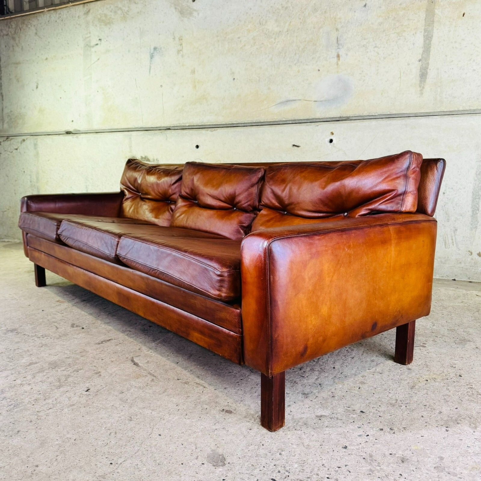 photo furniture Stunning 1970s Danish George Thams Three Seater Tan Leather Sofa #A
