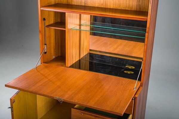 photo for sale Large Vintage Bookcase With Bar In Teak By Heinrich Riestenpatt, 1960s