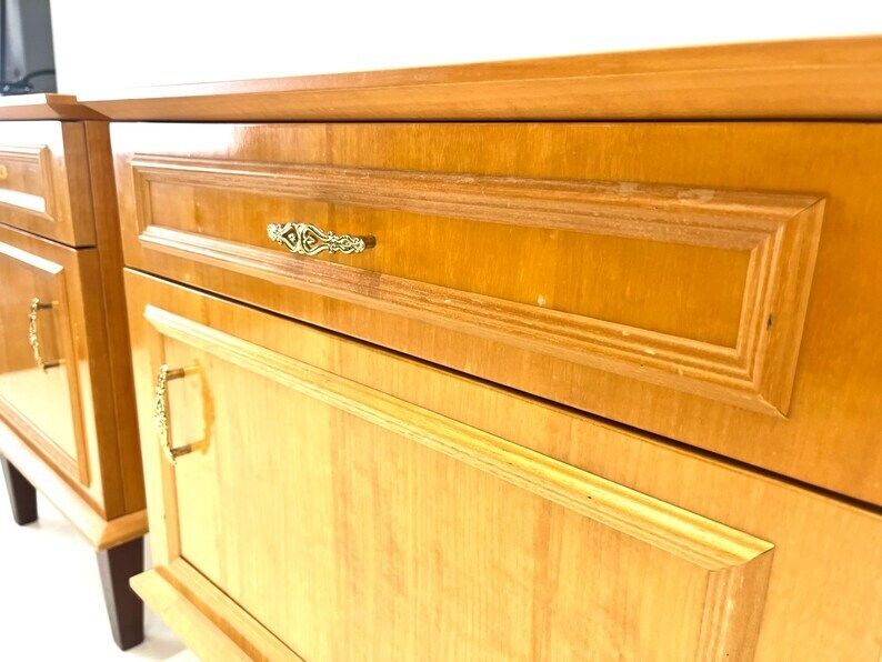 Pair Of Nightstands / Vintage Bedside Table / Wooden Night Table / Storage Tables / Bedroom Furniture 60s/ Bedside Cabinets photo 499.0