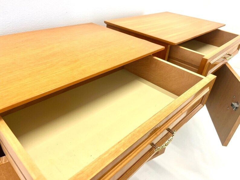 Pair Of Nightstands / Vintage Bedside Table / Wooden Night Table / Storage Tables / Bedroom Furniture 60s/ Bedside Cabinets photo buy