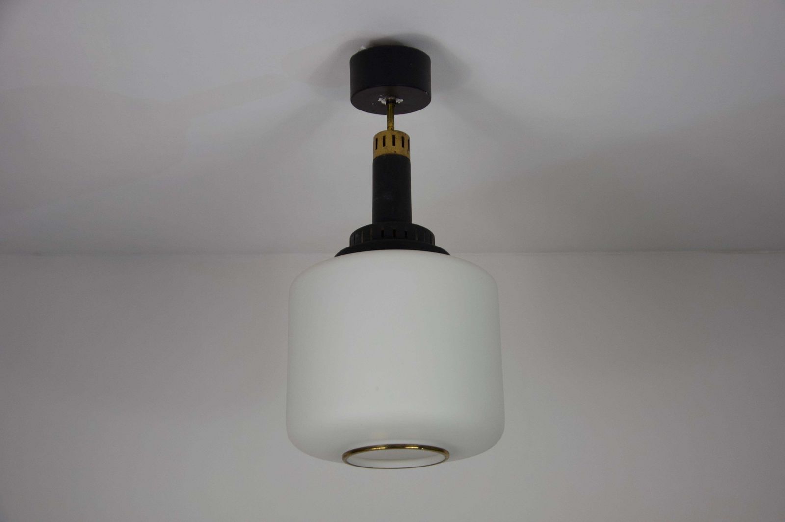 Mid Century Opal Glass Ceiling Lamp By Stilnovo, Italy, 1960s photo for sale