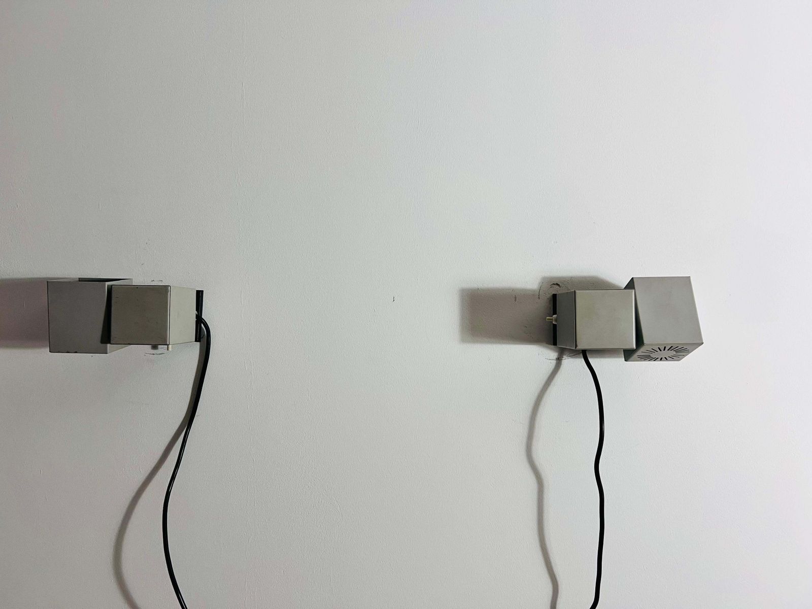 Pair Of Metal Cubic Wall Lamps By Kaiser Leuchten, Germany 1970s photo furniture