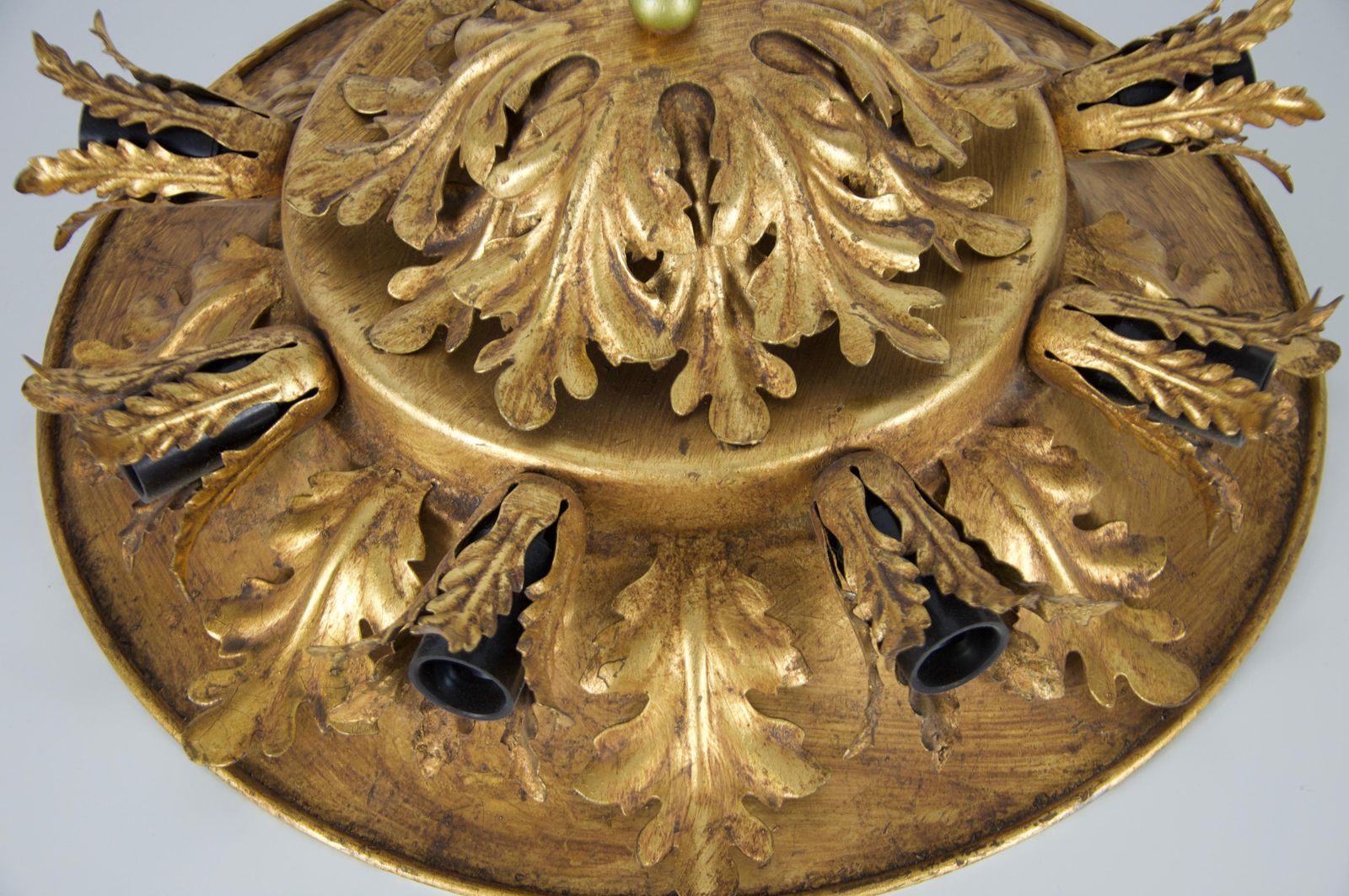 Large Golden Florentine Flower Shape Flush Mount By Banci Firenze, Italy, 1970s photo buy