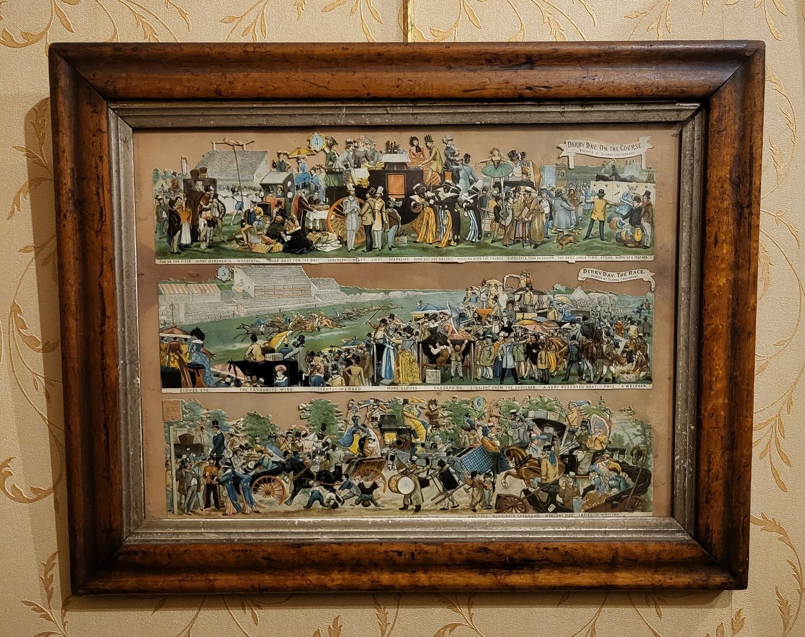 Victorian Decoupage Of "Derby Day" By George Cruikshank