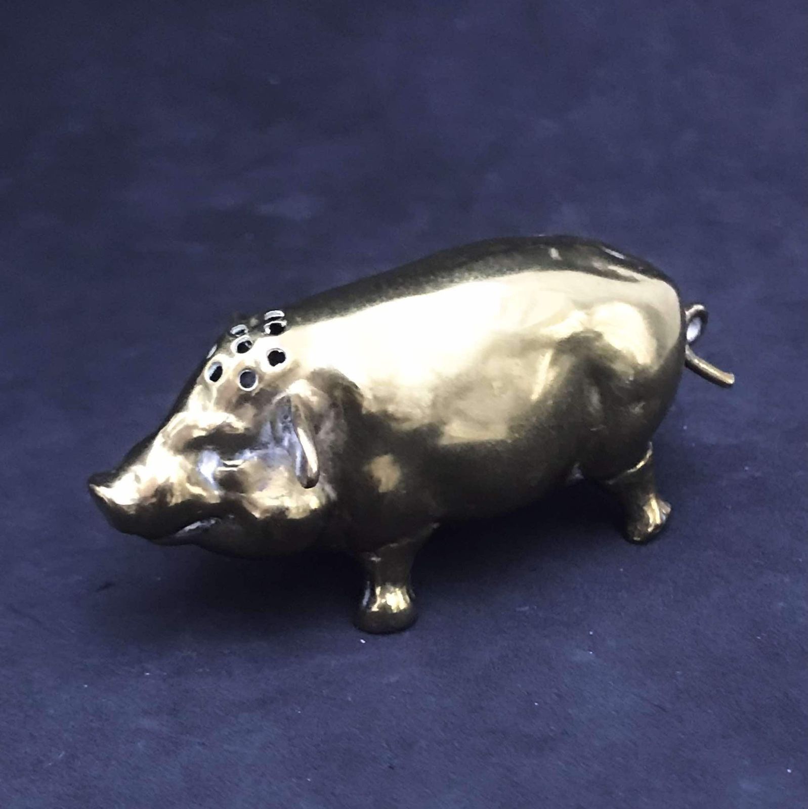 photo for sale Salt Shaker Brass Pig Antique Victorian Novelty Salt Shaker Gift Antique Tableware English Gift Pig Lover XIX Century Metalware