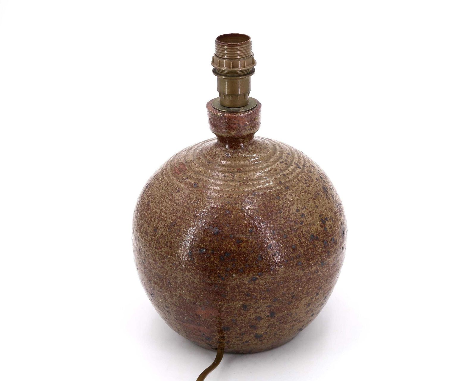 French Handmade Ceramic Table Lamp By Guy Baudat, 1970s / Brown, Wabi Sabi Stoneware, Country photo vinterior