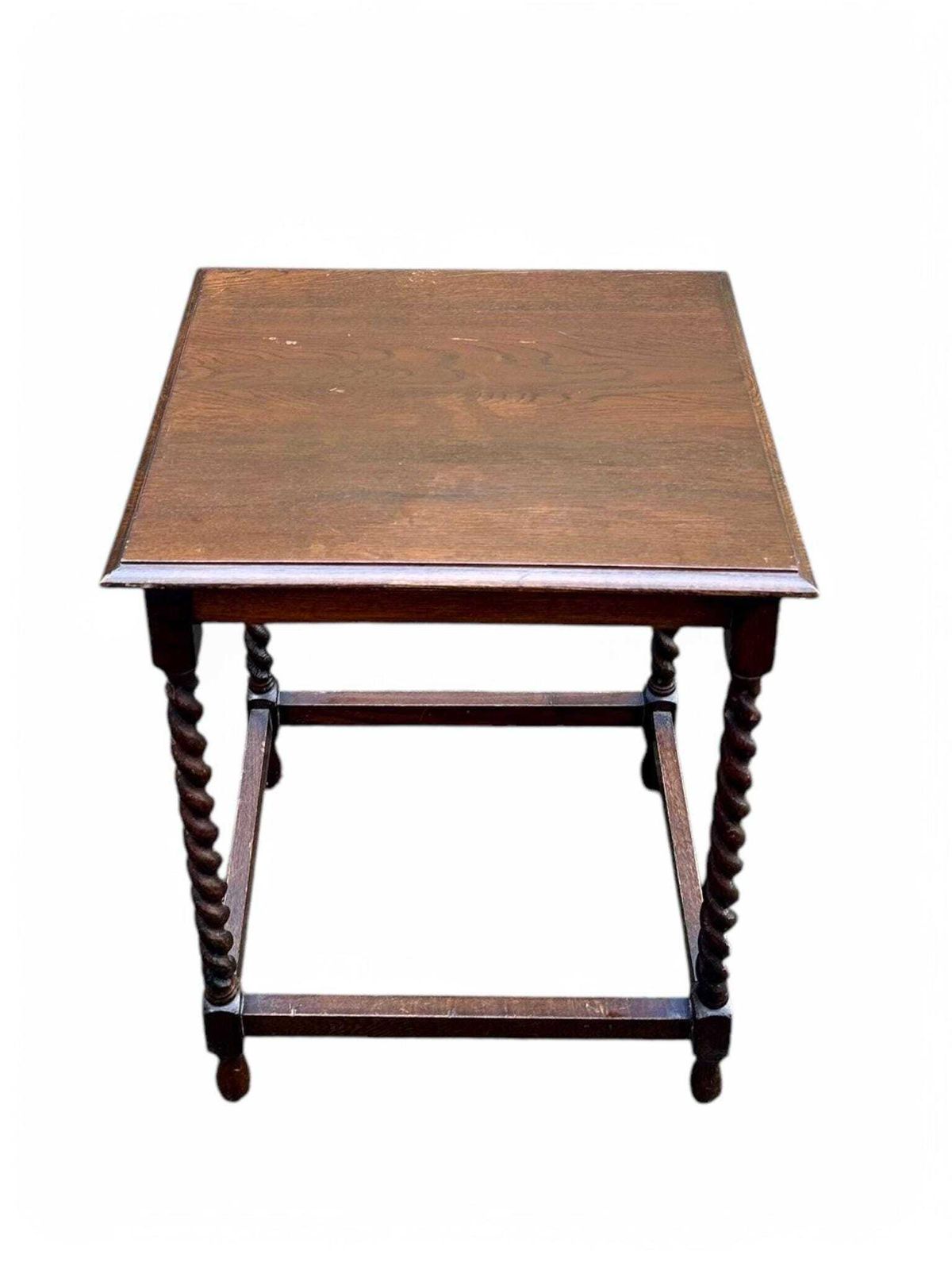 Vintage Oak Side Table / English C1920 / Barley Twist Legs photo 228.0