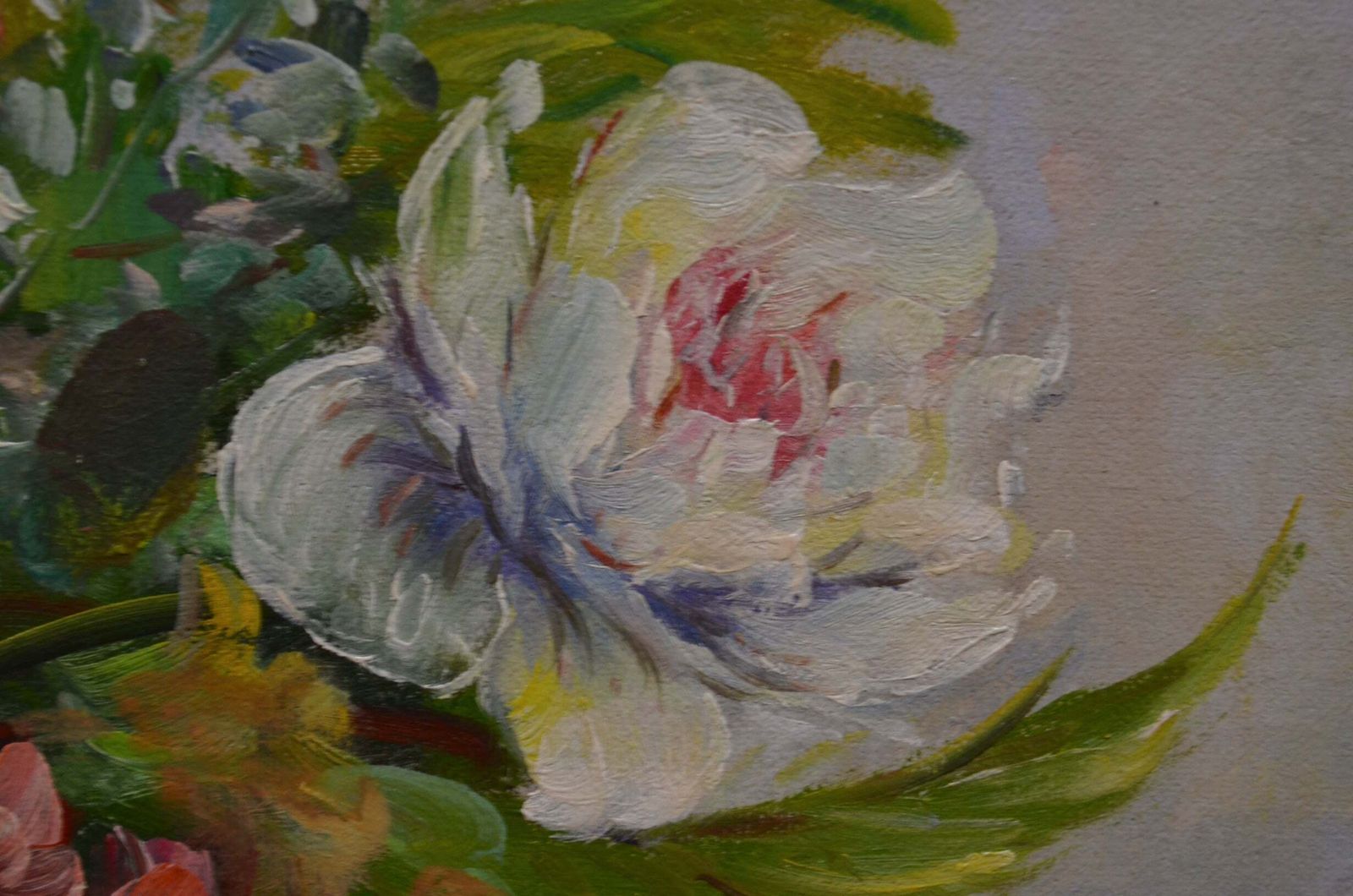 Art Vintage Still Life Oil On Canvas   P.Kelland photo