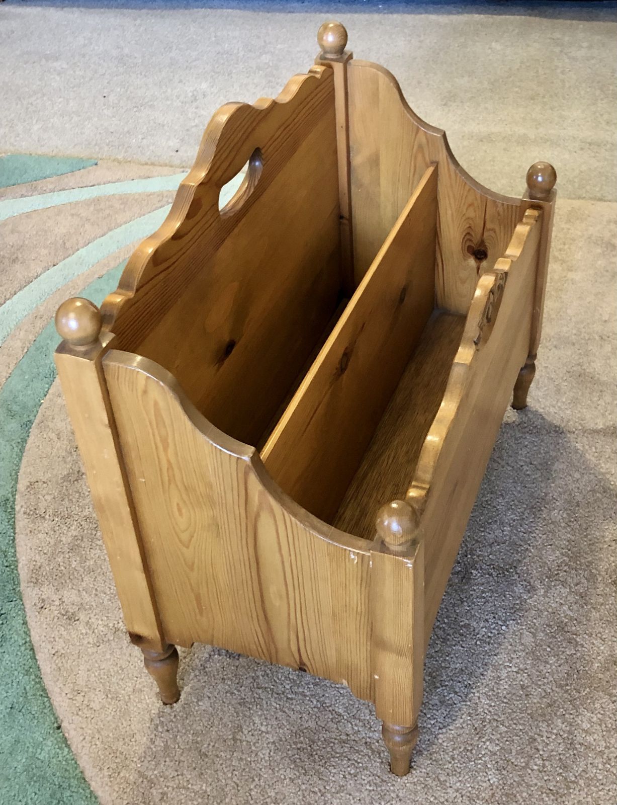 Handsome Vintage Pine Magazine Rack / Canterbury photo vintage