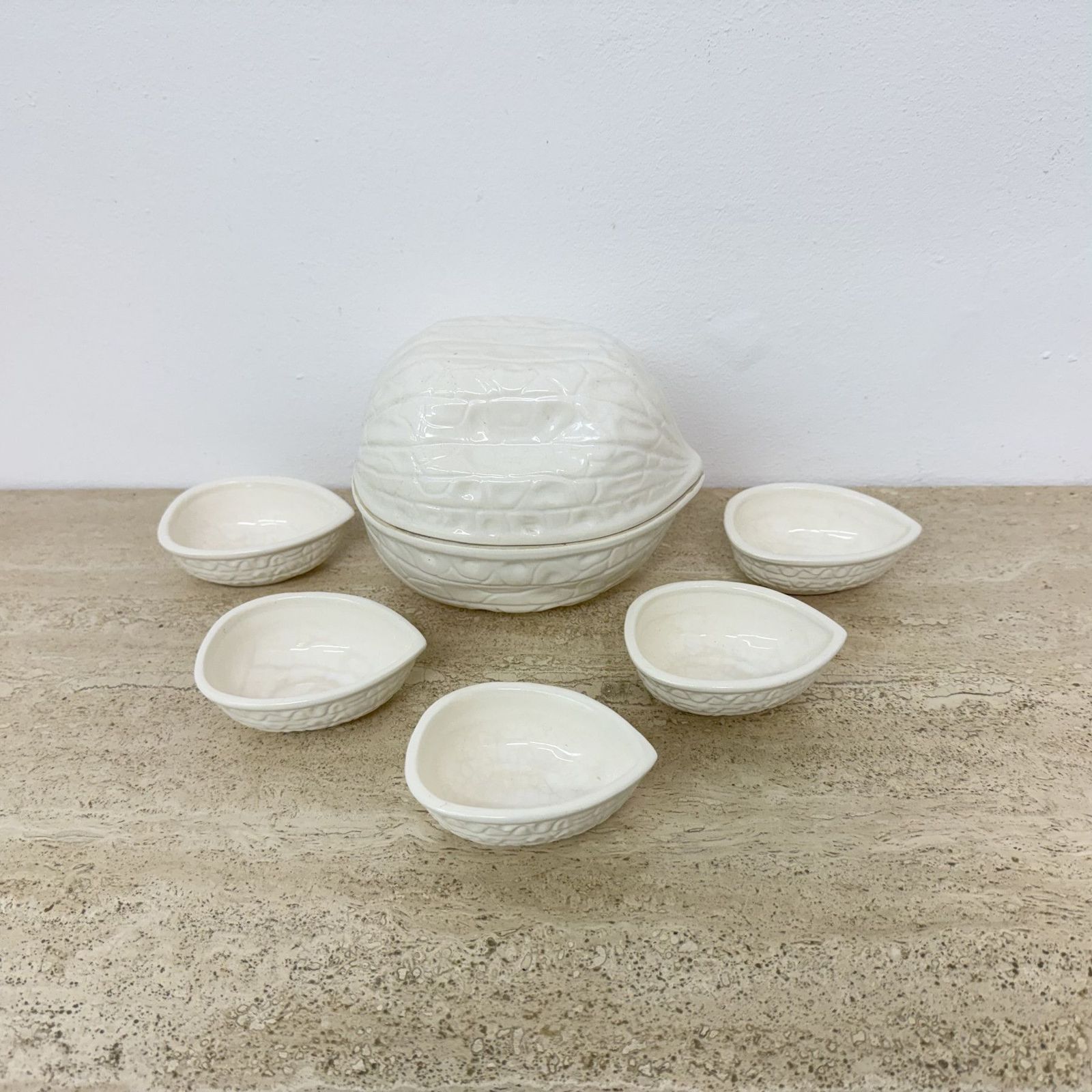 Vega International Ceramic Italy Walnut Shaped Bowls , 1970s photo for sale