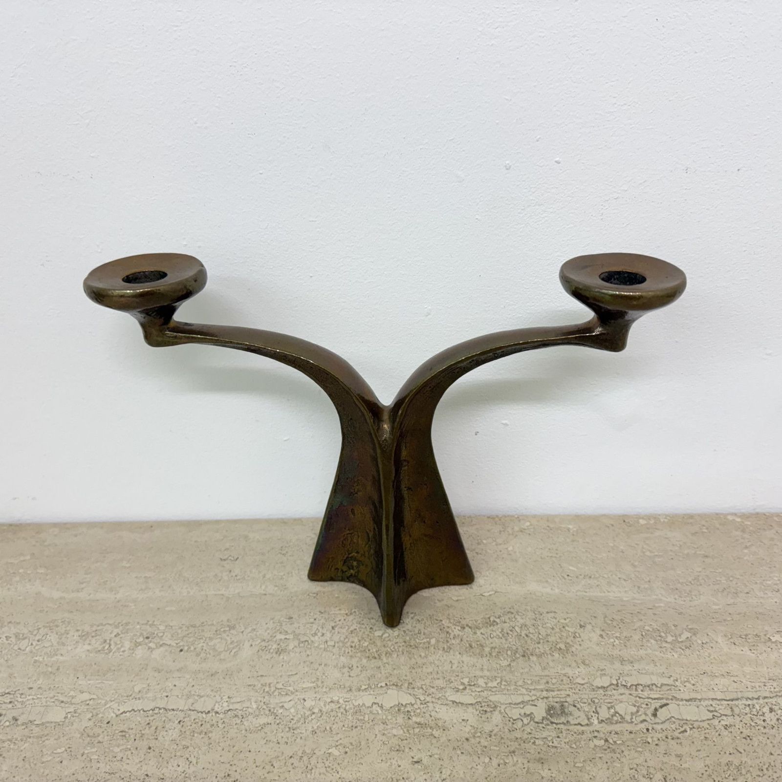 Brutalistische Bronzen Kandelaar Van Michael Harjes, Jaren 1970 photo for sale