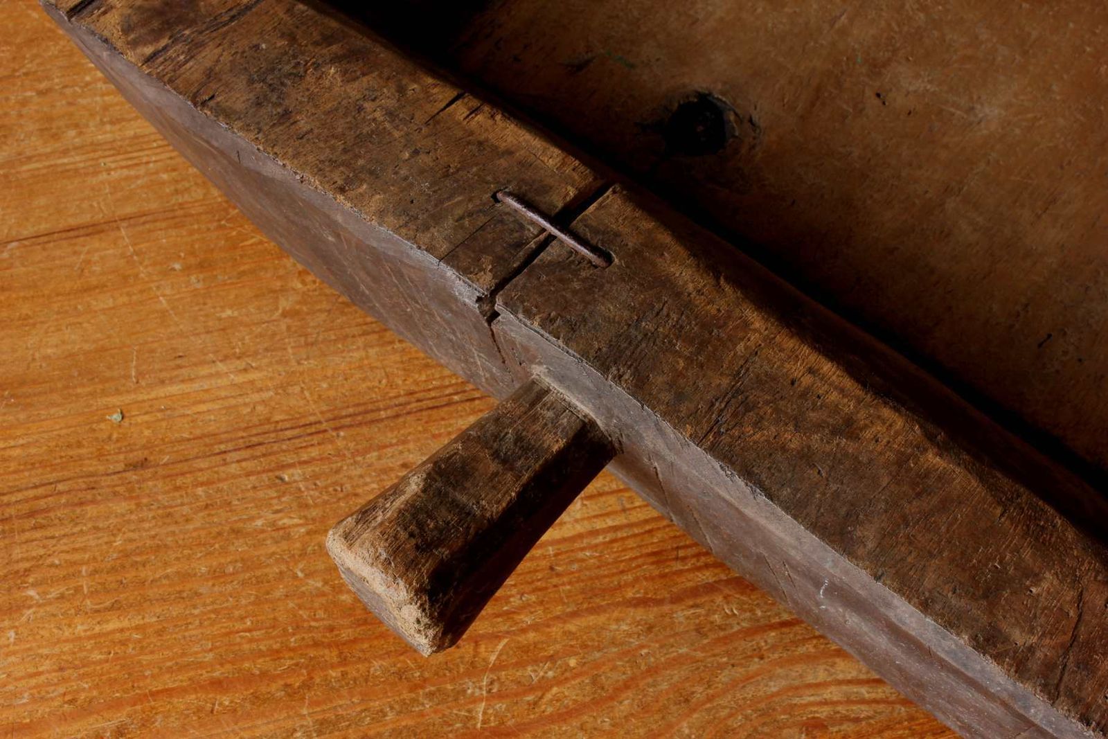 Antique French Wooden Dough Trough. Large Hand Carved Rustic Wood Bowl. photo vinterior
