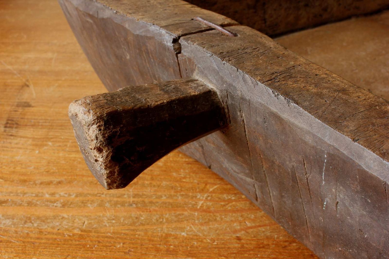 525.0 Antique French Wooden Dough Trough. Large Hand Carved Rustic Wood Bowl. photo