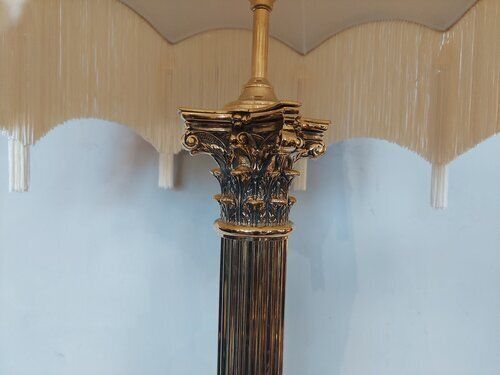 Edwardian Brass Large Table Lamp photo for sale