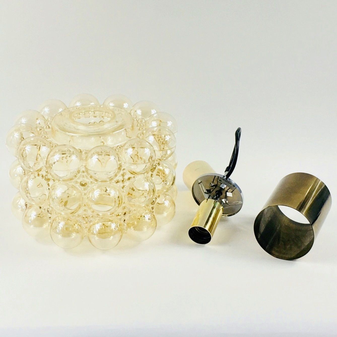 Large Mid Century Amber Bubble Glass Ceiling Light By Helena Tynell For Limburg, Germany, 1960s photo vintage