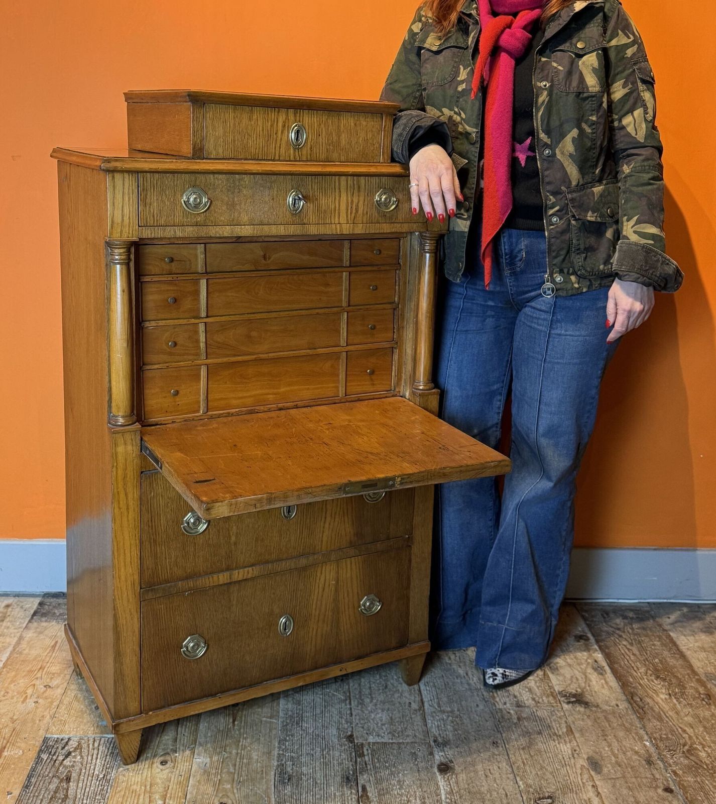 French 19th Century Child's Secretaire A Abattant Desk photo vinterior