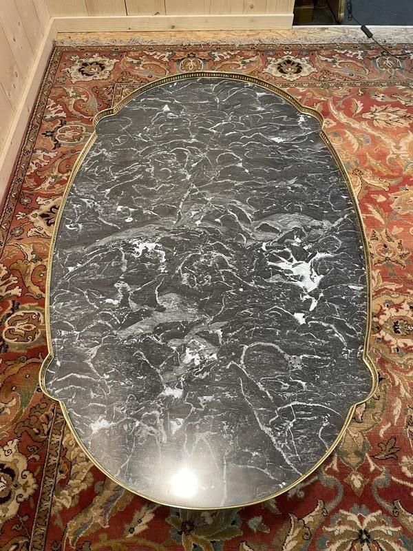 Table Basse Bouillotte De Style Louis XVI Marbre Gris photo Garden Furniture