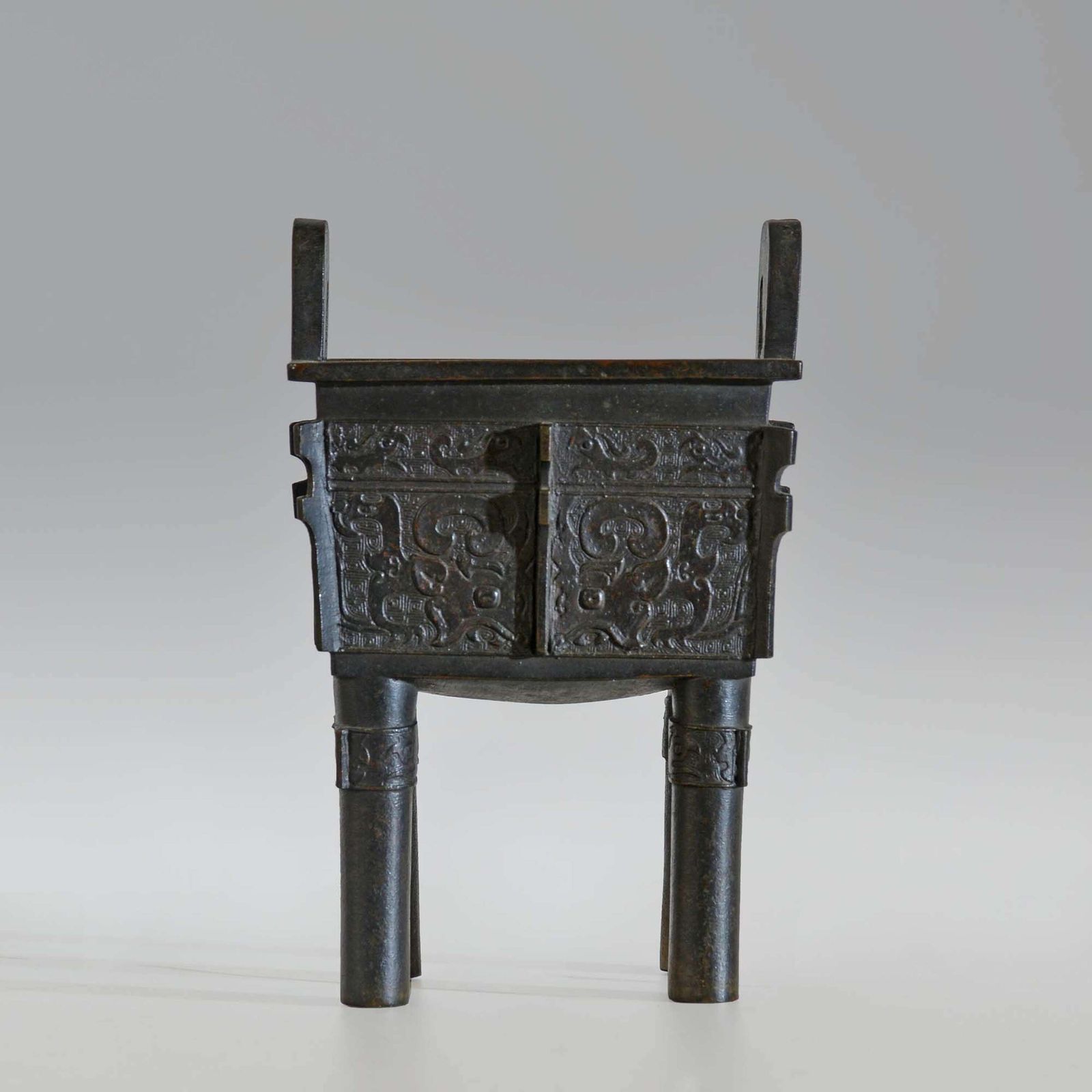 Chinese Bronze Sacrificial Vessel, Or Fangding photo for sale