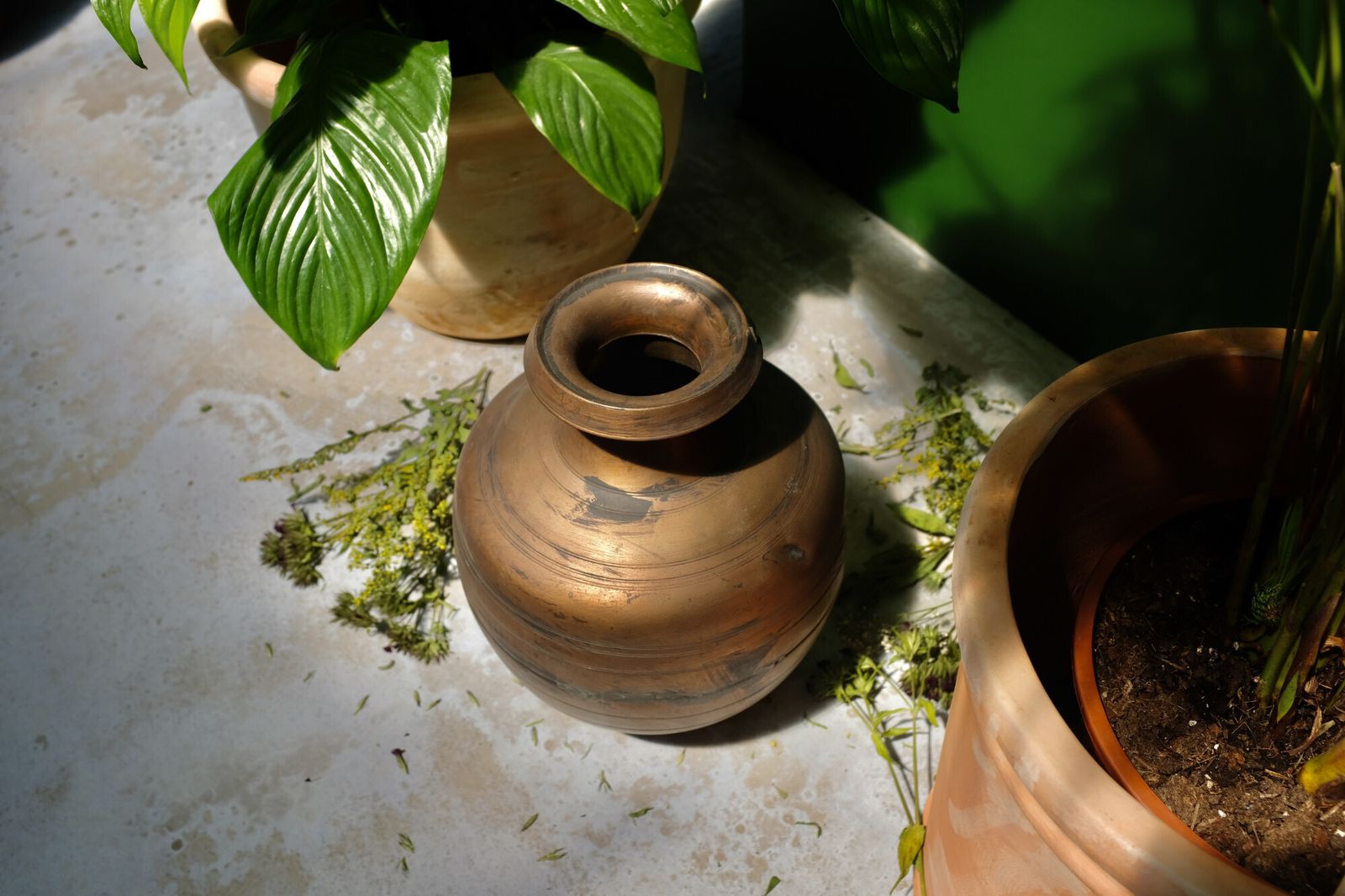 19th Century Indian Handcrafted Brass Water Pot (Set Of 4) – Vintage Ornate Metal Vessel, &Home Décor photo furniture