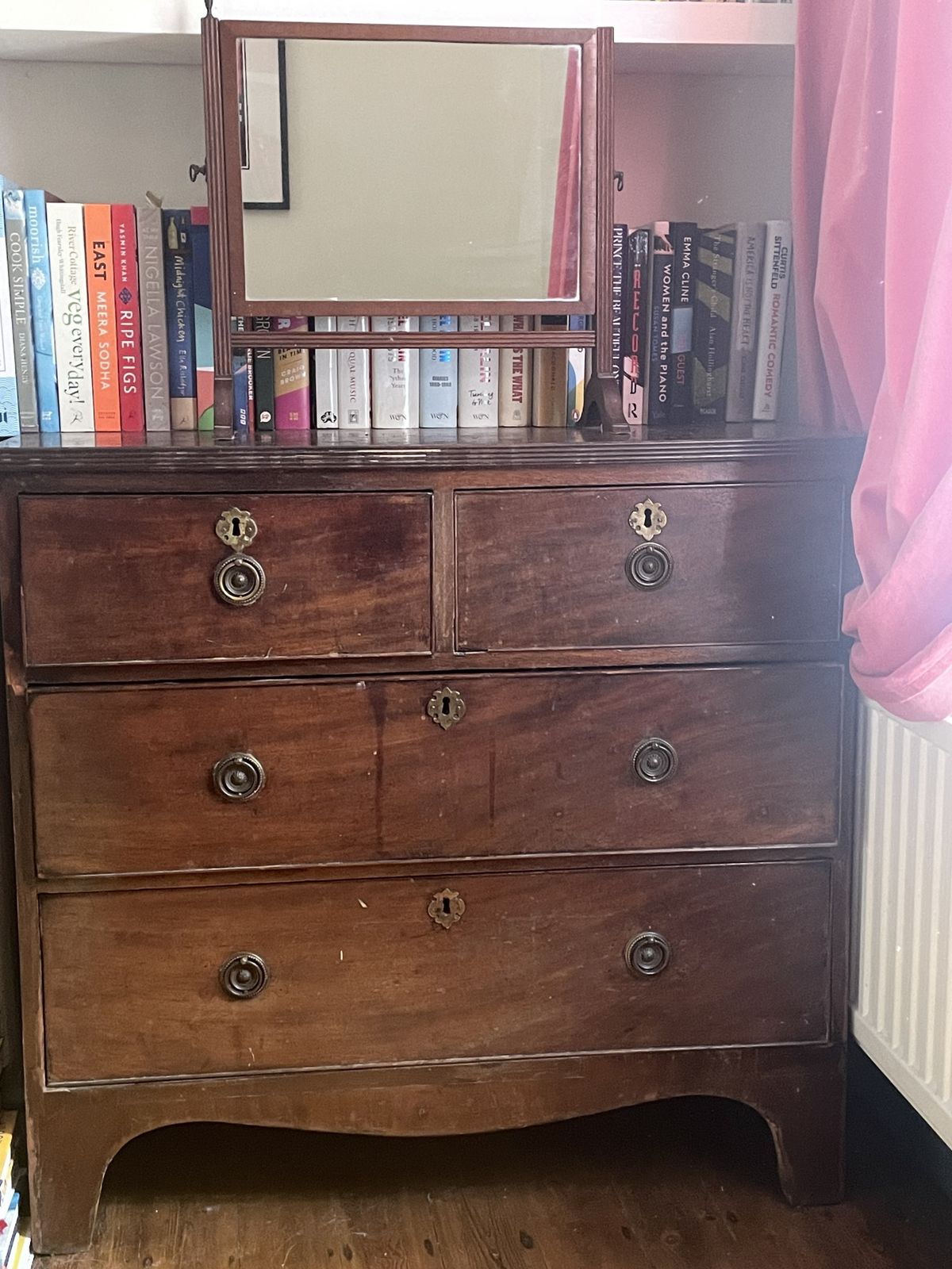 Antique Wooden Chest Of Drawers & Mirror photo 450.0