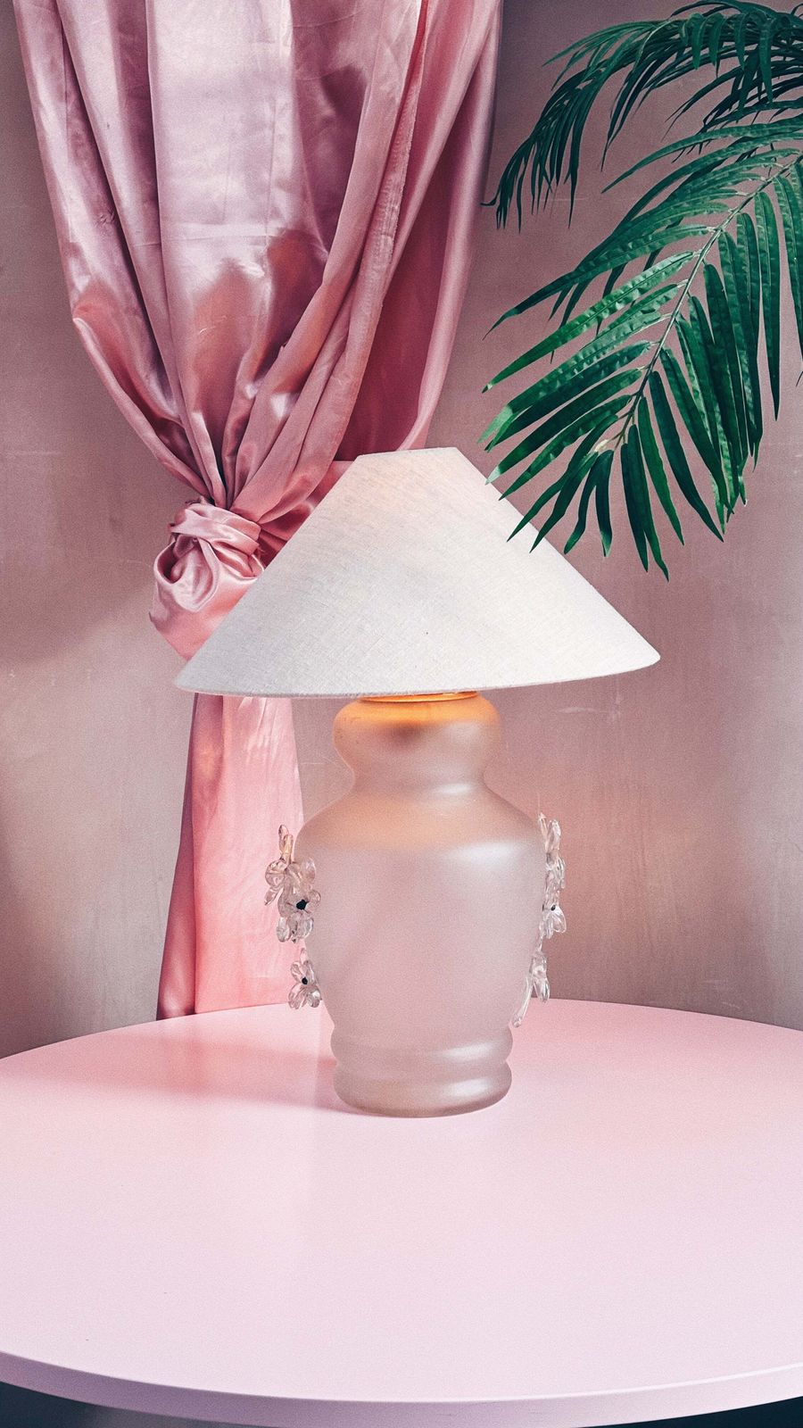 1950s Extra Large Murano Glass Flower Table Lamp Attributed To Barovier&Toso photo for sale