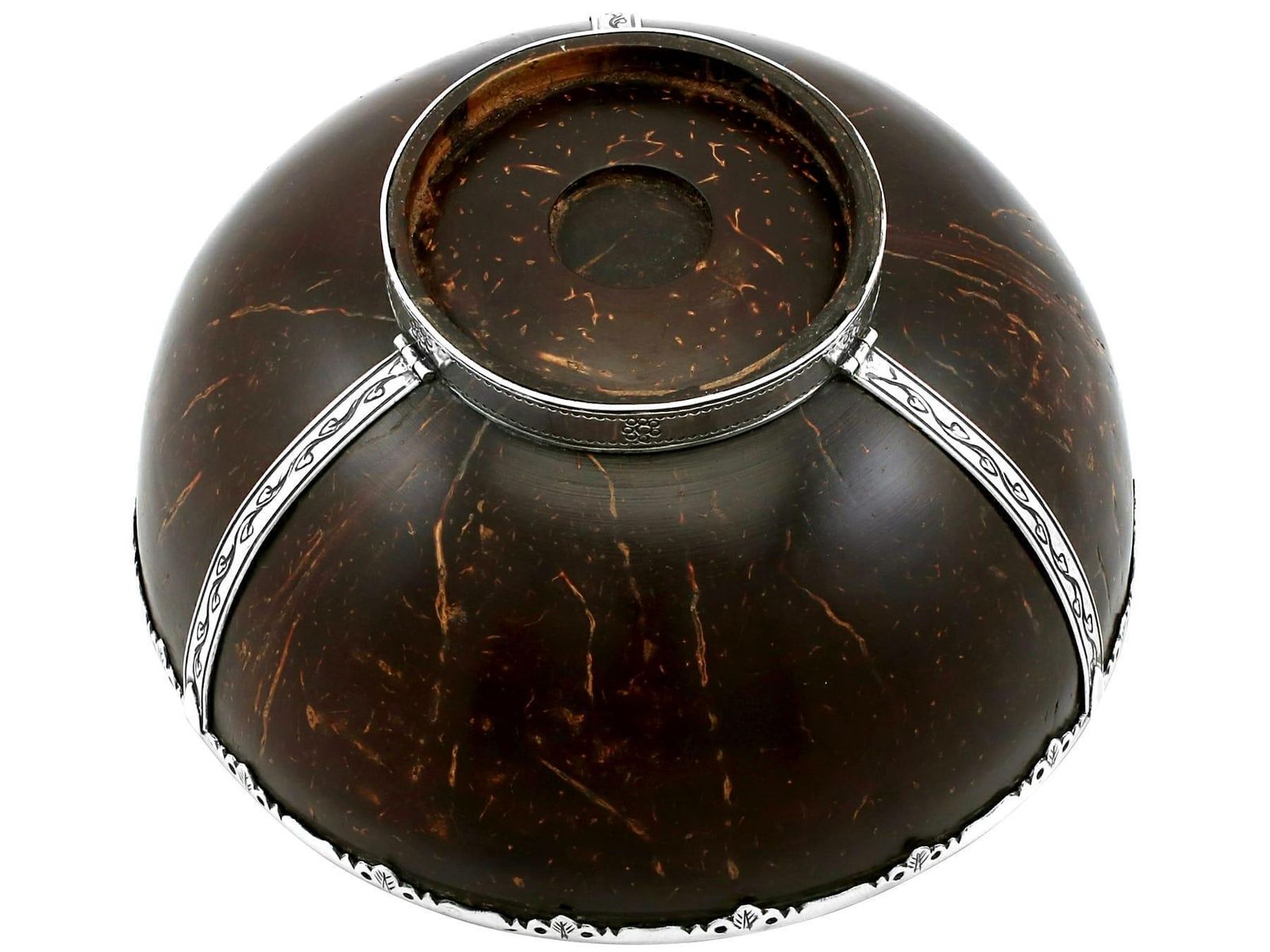 Home Decor Antique Arts And Crafts Sterling Silver Mounted Coconut Bowl photo