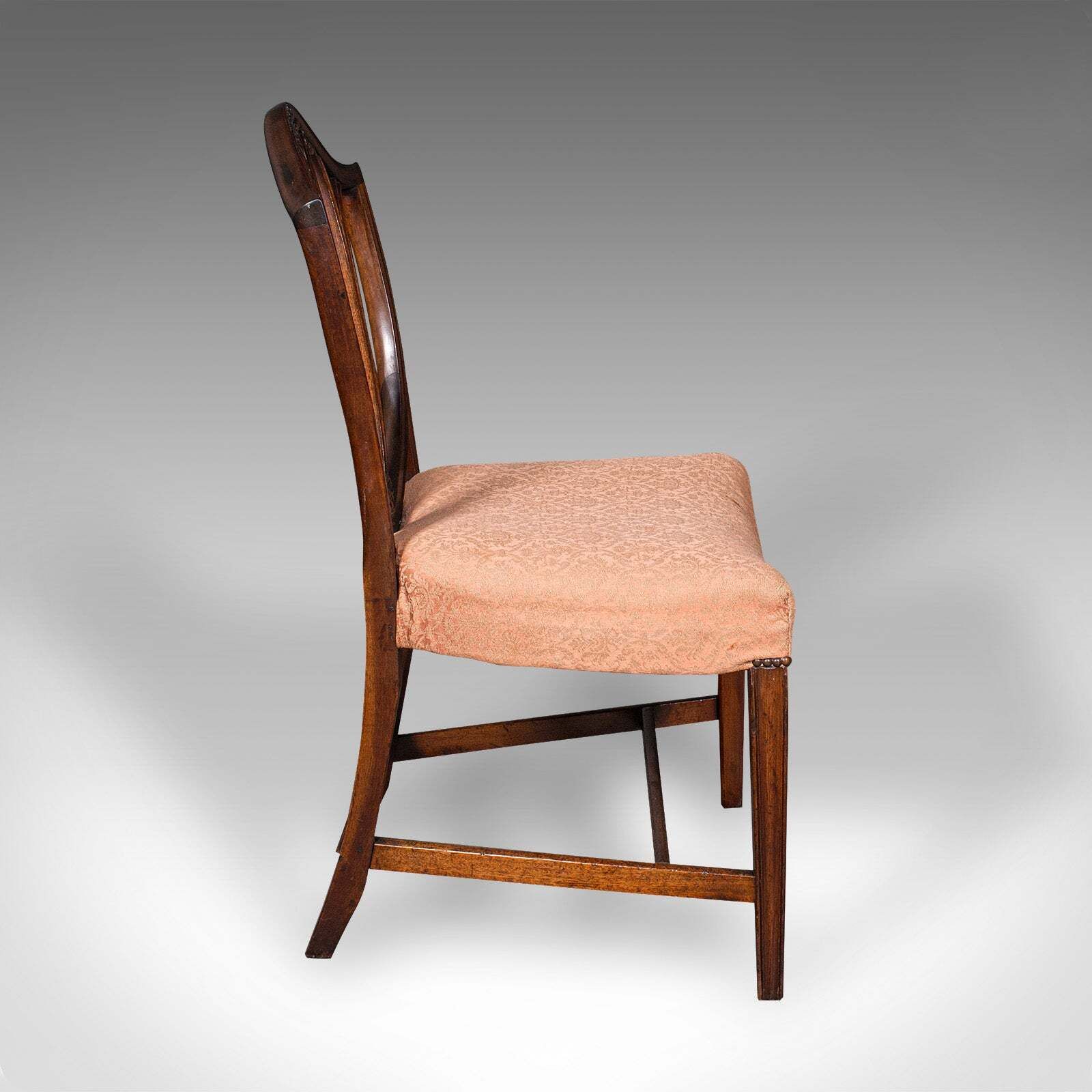 Pair Of Antique Hepplewhite Side Chairs, English, Fruitwood, Hall Seat, Georgian photo buy