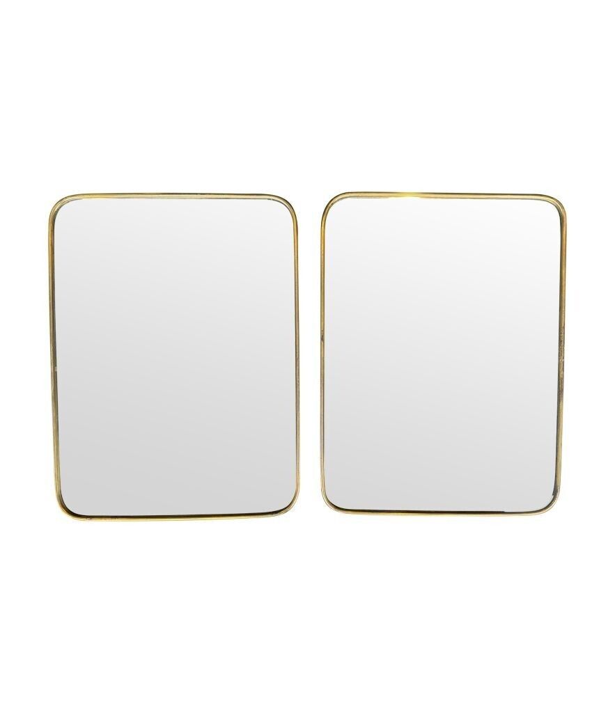 A Lovely Pair Of 1950s Italian Brass Framed Mirrors With Solid Wood Backs photo for sale