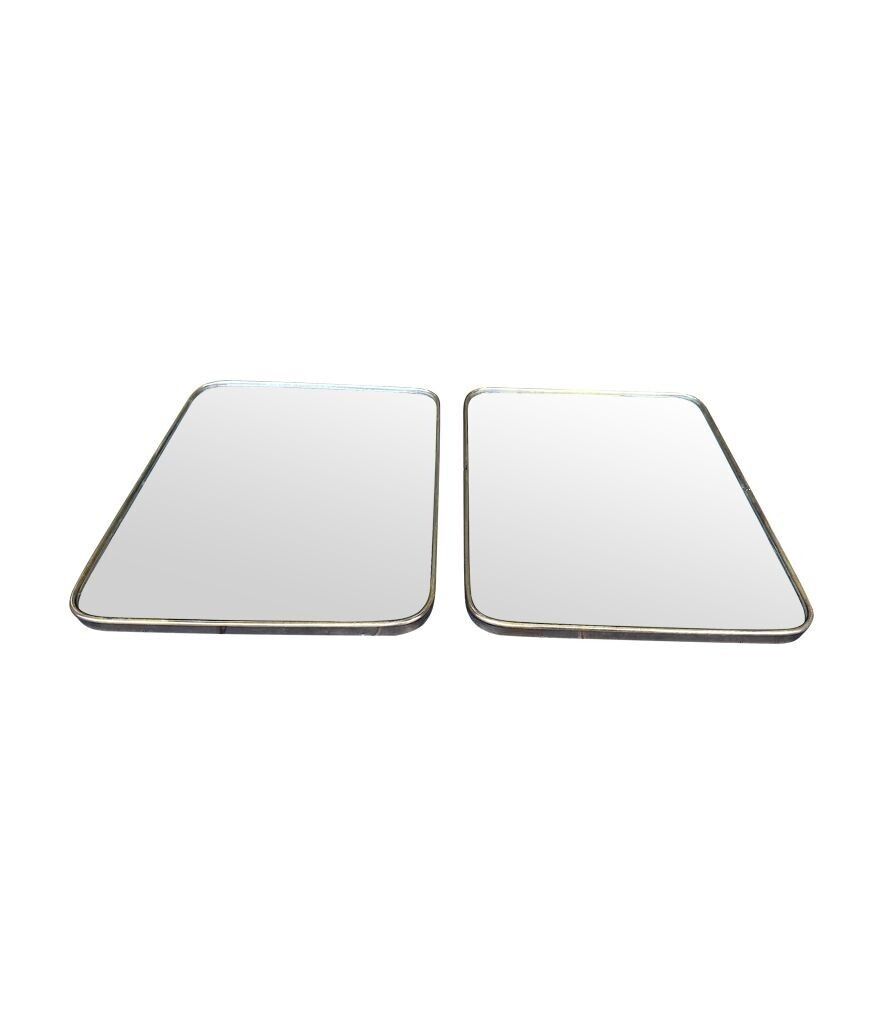 A Lovely Pair Of 1950s Italian Brass Framed Mirrors With Solid Wood Backs photo 1250.0