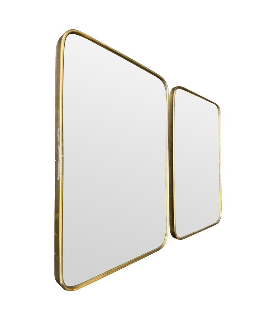 A Lovely Pair Of 1950s Italian Brass Framed Mirrors With Solid Wood Backs photo vintage