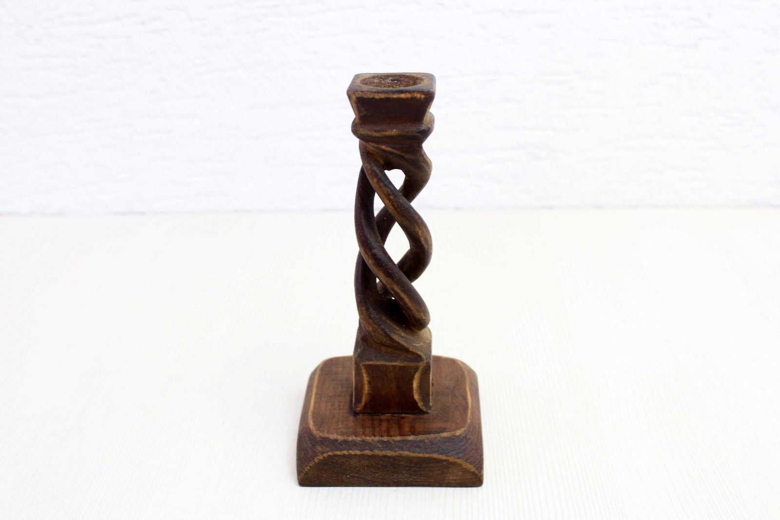 Elegant Handcrafted Turned Wooden Candle Holder, France 1950 photo Home Decor