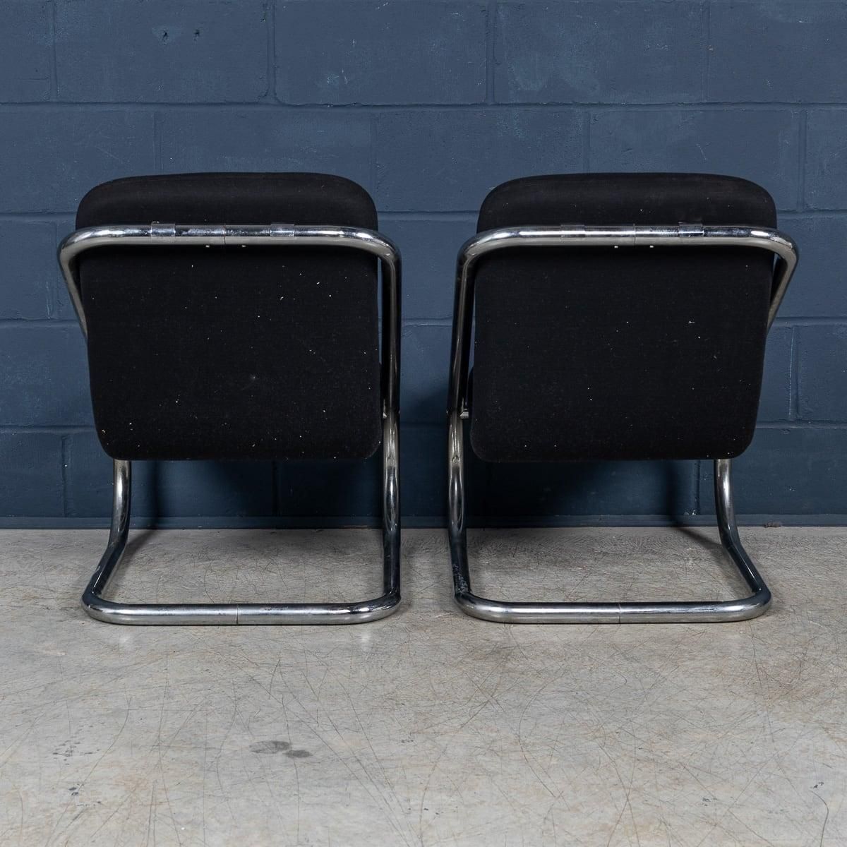 20th Century Italian Pair Of Tubular Framed Lounge Chairs C.1980 photo 1495.0