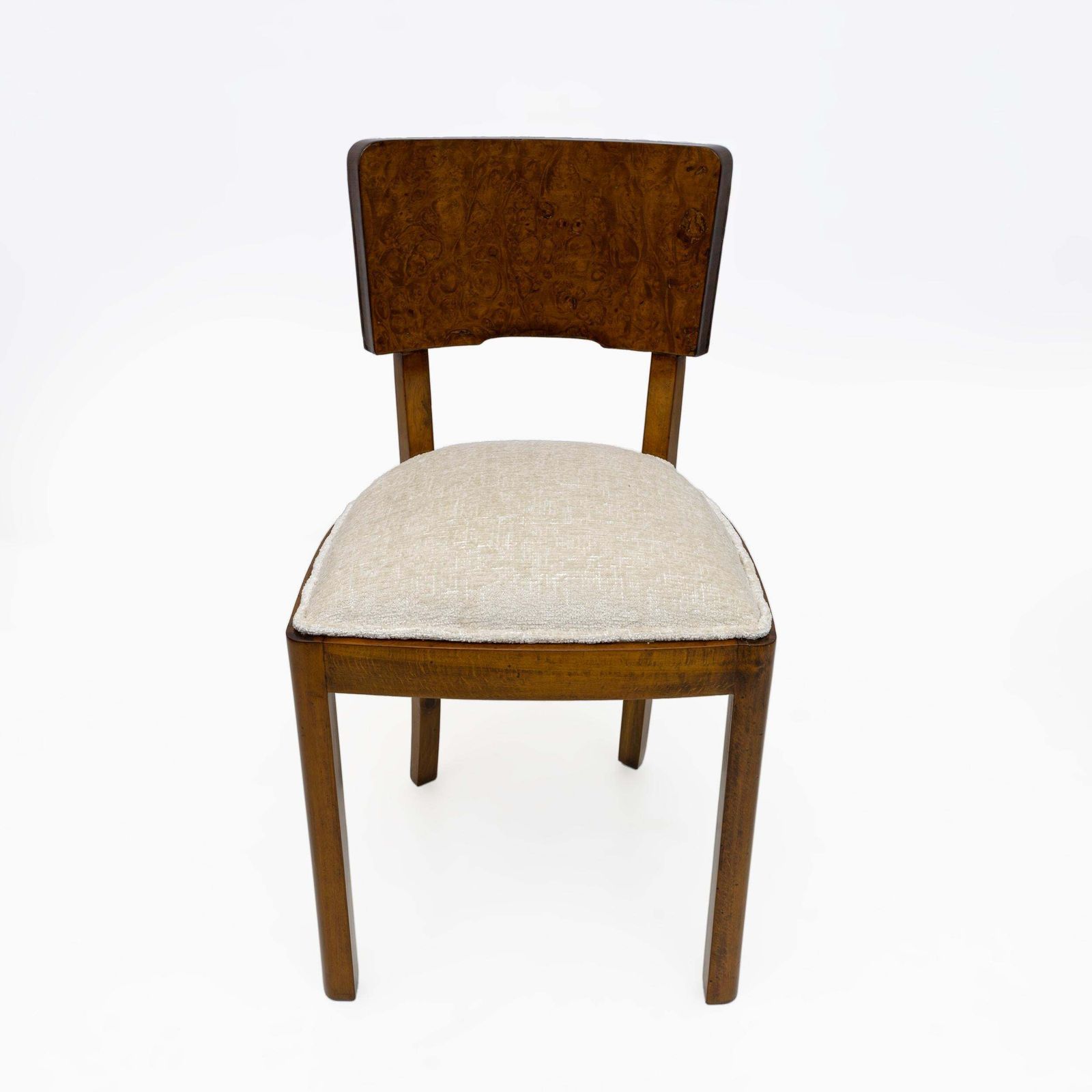 Six Of Art Deco Italian Walnut Dining Chairs, 1930s photo vintage