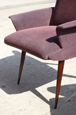 photo for sale Mid Century Violet Velvet & Corduroy Armchairs, 1950s, Set Of 2