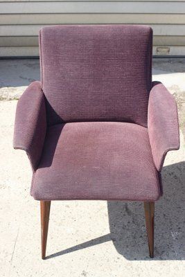 899.0 Mid Century Violet Velvet & Corduroy Armchairs, 1950s, Set Of 2 photo